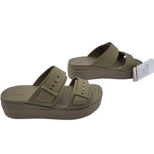 Crocs Womens Shoes Size US 7 EUR 37-38 Brooklyn Low Wedge Slip On Khaki Tan